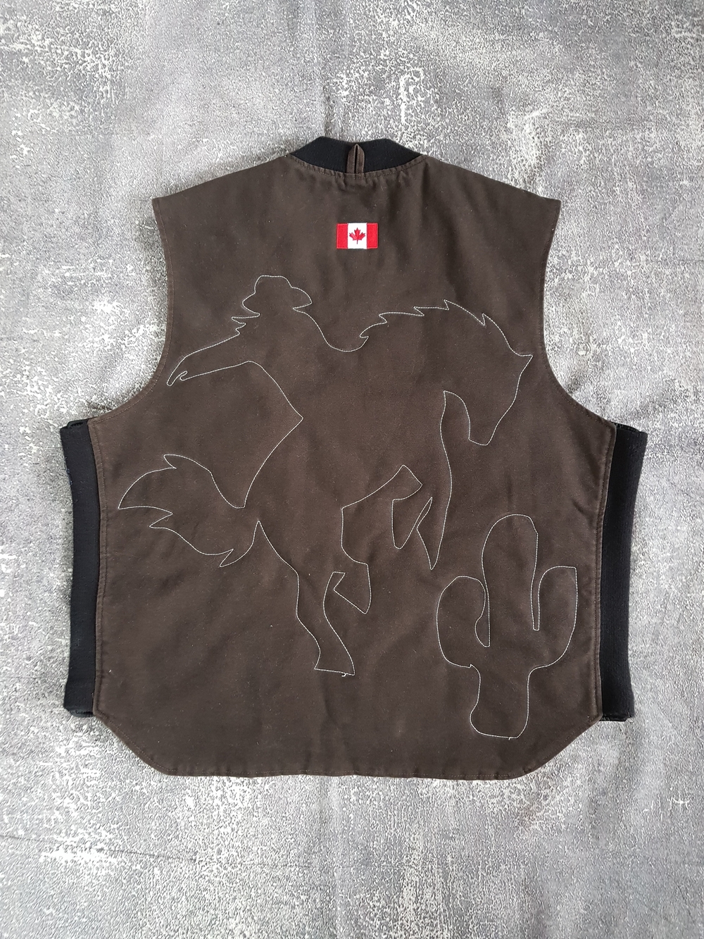 Vintage 2006 Tough Duck Upcycled Bucking Horse & Cowboy Work Vest